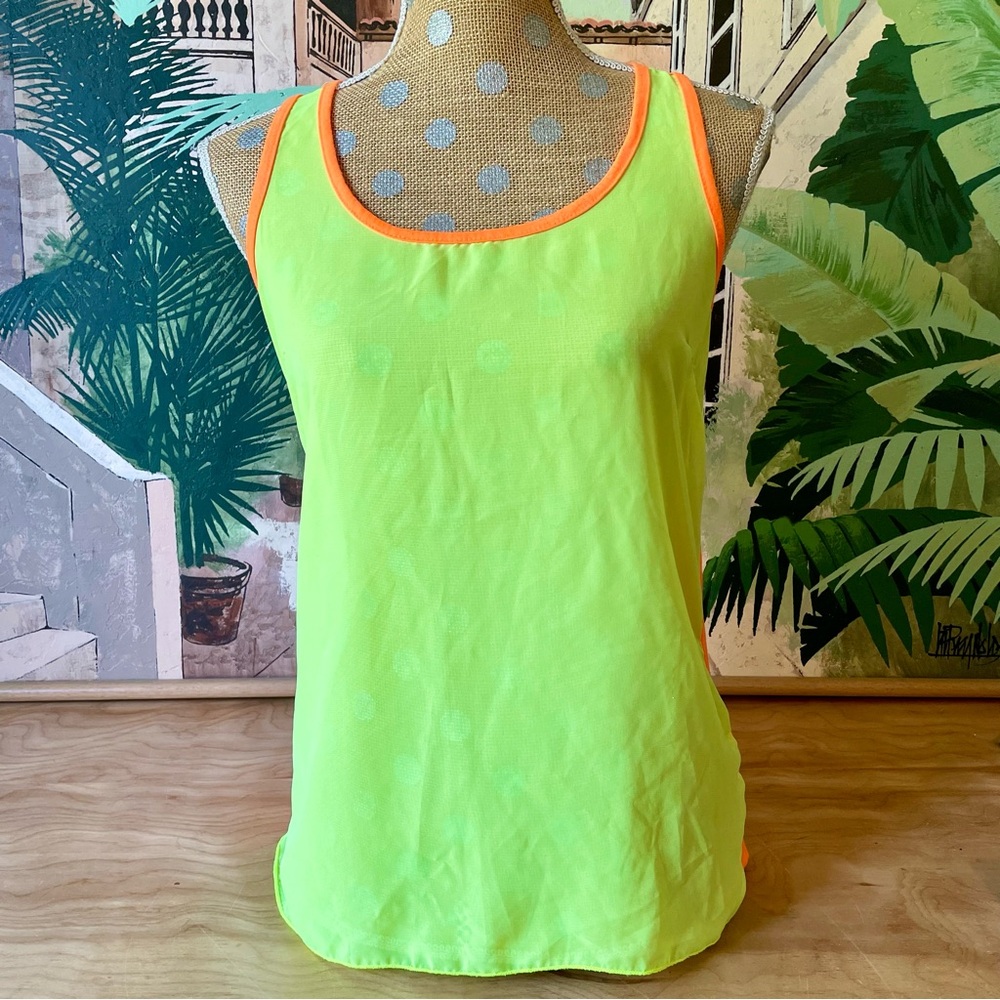 Sheer Neon Yellow and Orange Tank Top